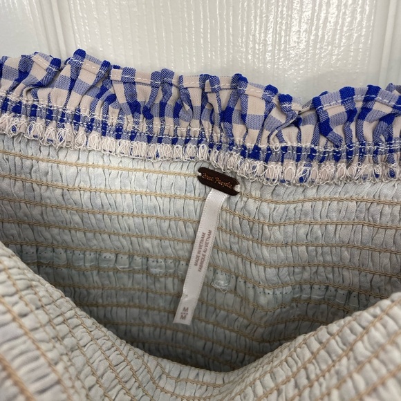 Free People Bali Checked Out Printed Romper in Blue Combo - Picture 5 of 6